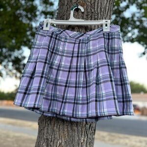 Chic Y2K Lavender Plaid Skater Skirt